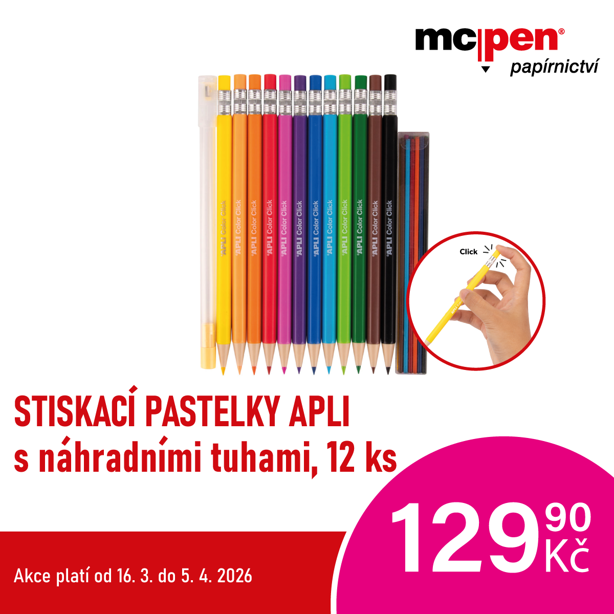 Pastelky Apli Colour Click s vyměnitelnými tuhami