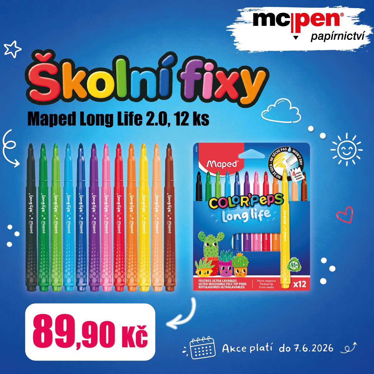Fixy školní Maped Long Life 2.0-12 barev za 89,90