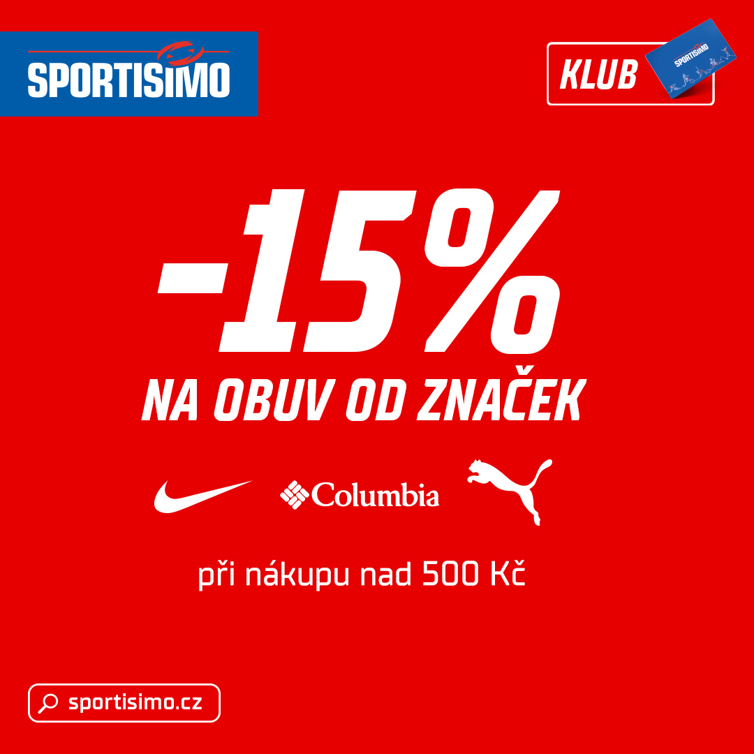 15% sleva na obuv značek PUMA, NIKE, COLUMBIA